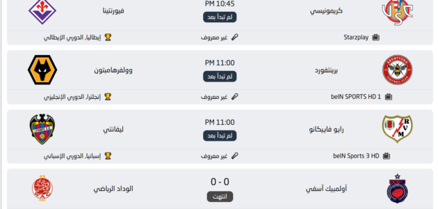 جدول مباريات اليوم الاثنين 16 مارس .. مواجهات أوروبية نارية في إنجلترا وإسبانيا وإيطاليا