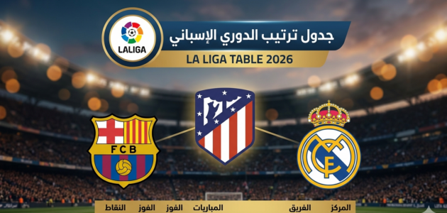 جدول ترتيب الدوري الإسباني بعد مباراة برشلونة اليوم أمام أتلتيكو مدريد اليوم (حدث الآن)