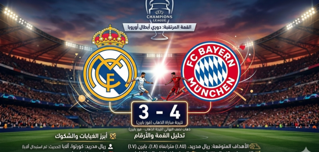 نتيجة مباراة ريال مدريد وبايرن ميونخ اليوم في قمة دوري أبطال أوروبا