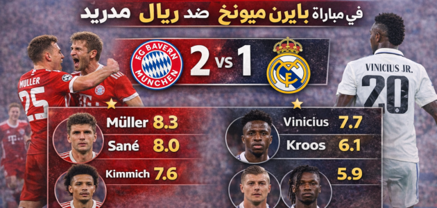 تقييم لاعبين مباراة ريال مدريد وبايرن ميونخ (2-1)